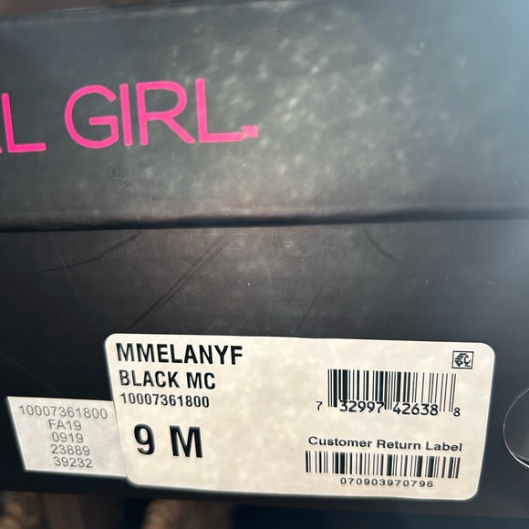 Material Girl Black Suede Boots Booties with Strap Detail Heels MMELANYF Size 9 - Picture 8 of 9